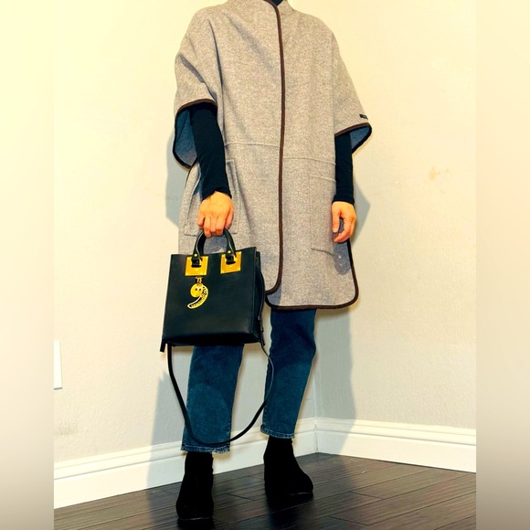 Zara Woman Hand Made Wool Blend Poncho Gray Cape Size M - Picture 1 of 11